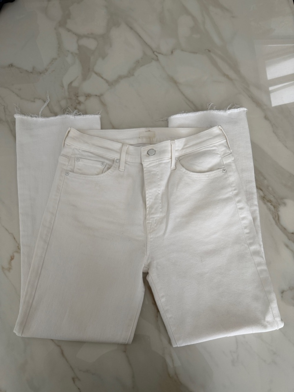 MOTHER Women's White Straight-Leg Jeans